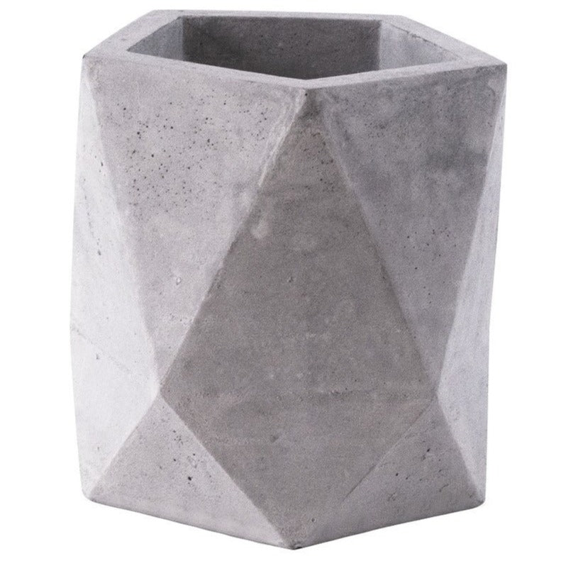 small faceted pentagon concrete pot, diy concrete pot