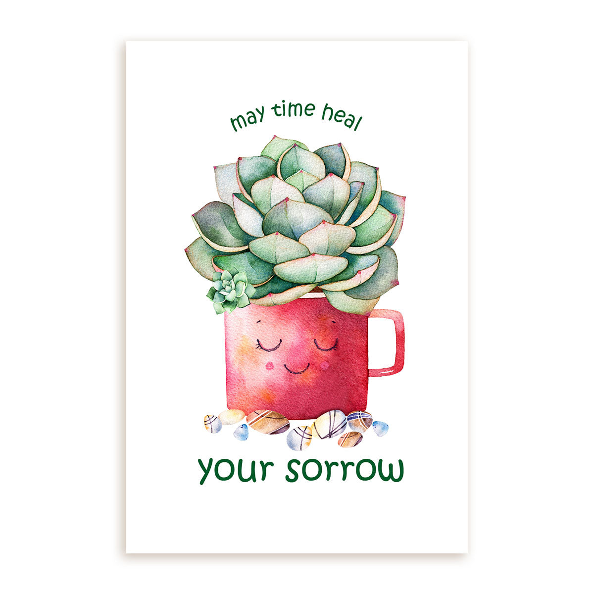 succulents for sympathy May Time Heal Your Sorrow Card | Sympathy Succulent Card