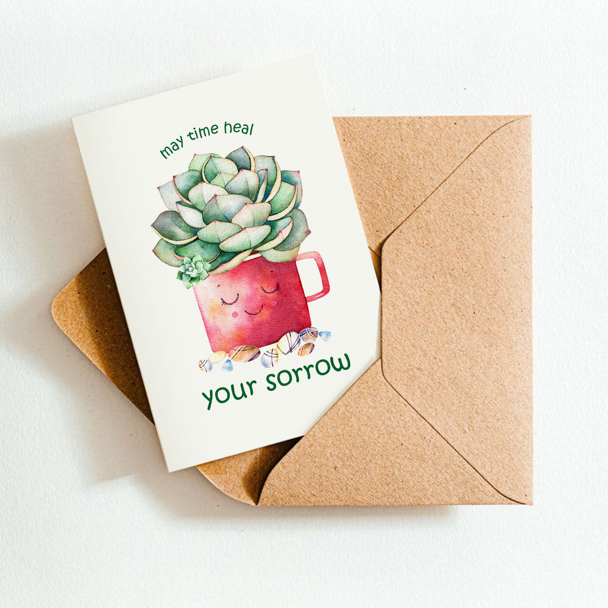 condolence succulent May Time Heal Your Sorrow Card | Sympathy Succulent Card