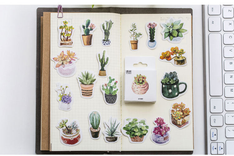 succulent plant stickers Succulent Sticker Set | Cute Potted Plants Stickers | Planner Decoration Stickers