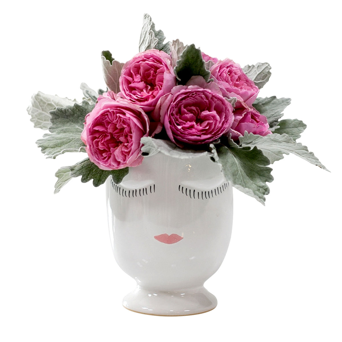 Hand-painted Pretty Lady Face Pot for sale, 4 inch pot for cactus and succulent plant, unique Artistic Lady Face Pots, modern home decor ideas, small ceramic pot for succulent, succulent gift ideas for women