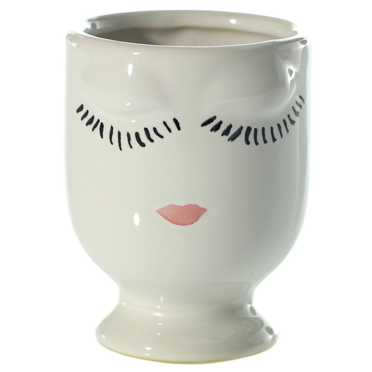 Hand-painted Pretty Lady Face Pot for sale, 4 inch pot for cactus and succulent plant, unique Artistic Lady Face Pots, modern home decor ideas, small ceramic pot for succulent, succulent gift ideas for women