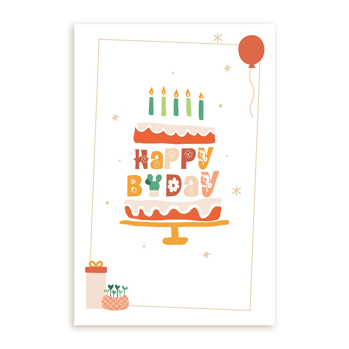 Happy Birthday Cake Card for sale, Succulent Happy Birthday Card for sale, Cactus Birthday Greeting Card, Succulents Greeting Card, Succulents Gift Ideas