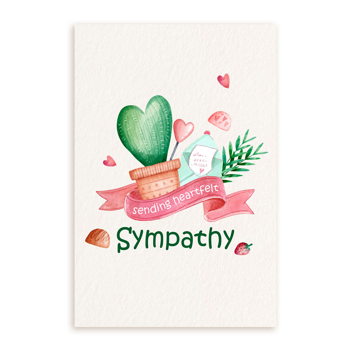 Heart-Shaped Cactus Sympathy Card, Succulent Card for sale, Cactus Greeting Card, Succulents Greeting Card, Succulents Gift Ideas