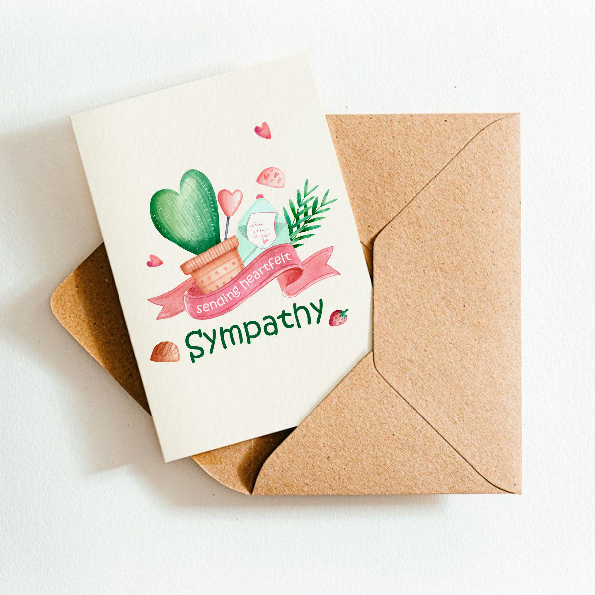 Heart-Shaped Cactus Sympathy Card, Succulent Card for sale, Cactus Greeting Card, Succulents Greeting Card, Succulents Gift Ideas