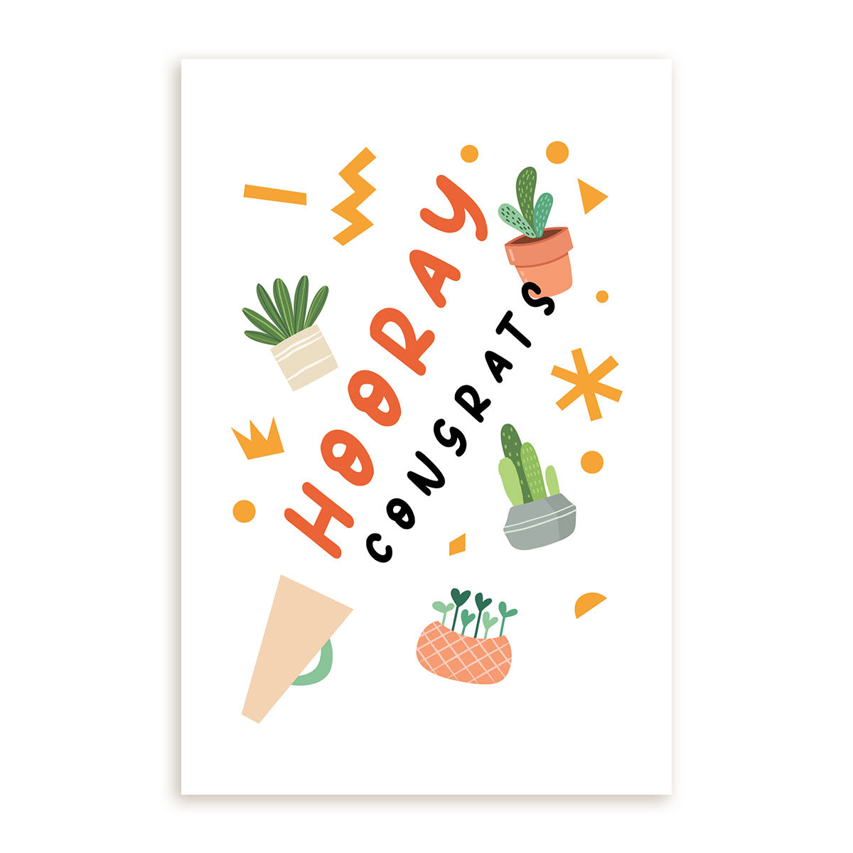 Hooray Card for sale, Succulent congratulation Card for sale, Cactus Greeting Card, Succulents Greeting Card, Succulents Gift Ideas