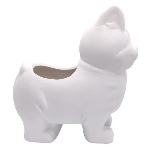 DIY Ceramic Kitty Pot for sale, White Ceramic Dog Planter Pot, Unique Succulent Gift, craft supplies, dog shaped planter pot, succulent pot plant pot DIY pot