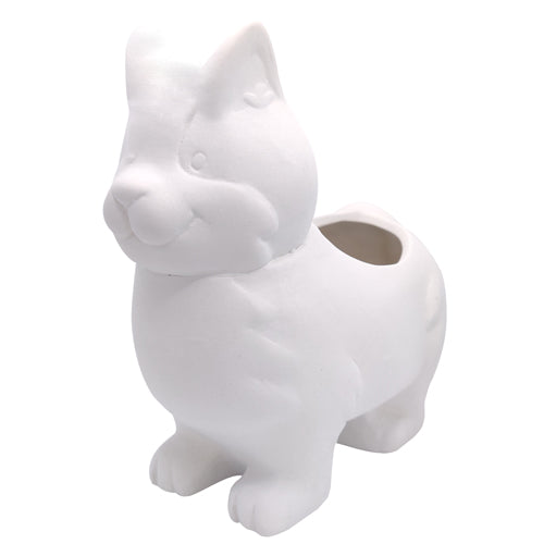 DIY Ceramic Kitty Pot for sale, White Ceramic Dog Planter Pot, Unique Succulent Gift, craft supplies, dog shaped planter pot, succulent pot plant pot DIY pot