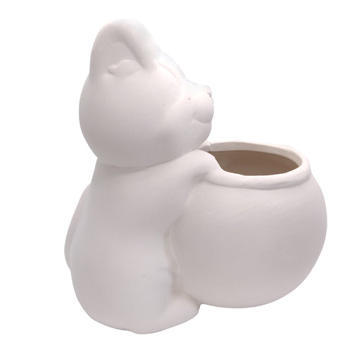 DIY Ceramic Kitty Pot for sale, White Ceramic Cat Planter Pot, Unique Succulent Gift, craft supplies, cat shaped planter pot, succulent pot plant pot DIY pot