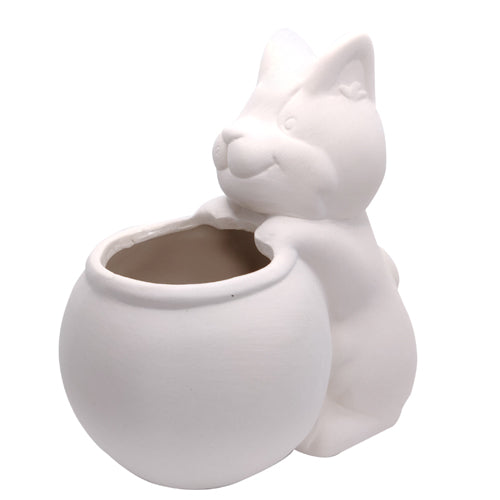 DIY Ceramic Kitty Pot for sale, White Ceramic Cat Planter Pot, Unique Succulent Gift, craft supplies, cat shaped planter pot, succulent pot plant pot DIY pot