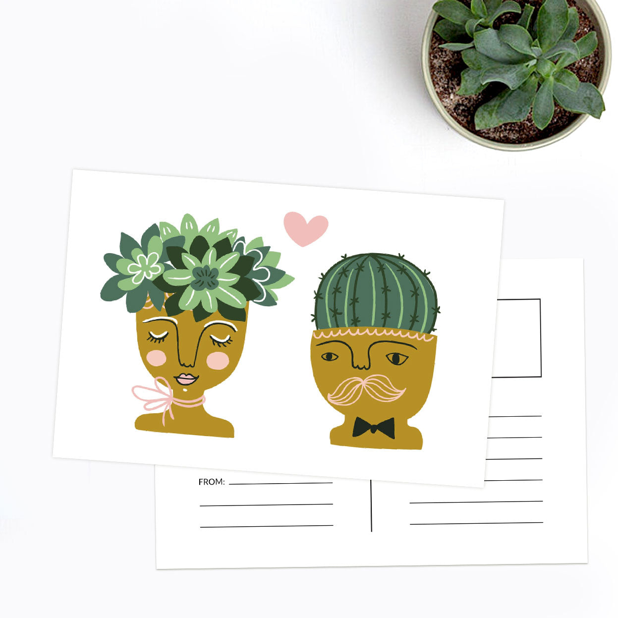 succulent valentines card Love Card | Succulent and Cactus Themed Valentine's Day Card