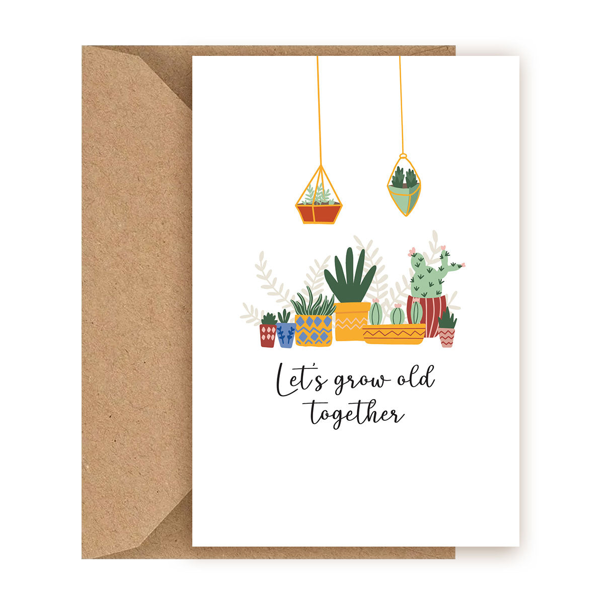 succulent card Lets Grow Old Together Card