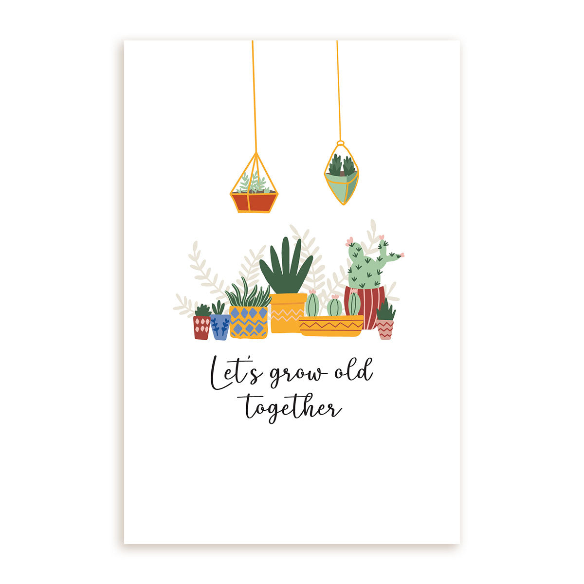 Lets Grow Old Together Card for sale, Succulent Card for sale, Cactus Greeting Card, Succulents Greeting Card, Succulents Gift Ideas
