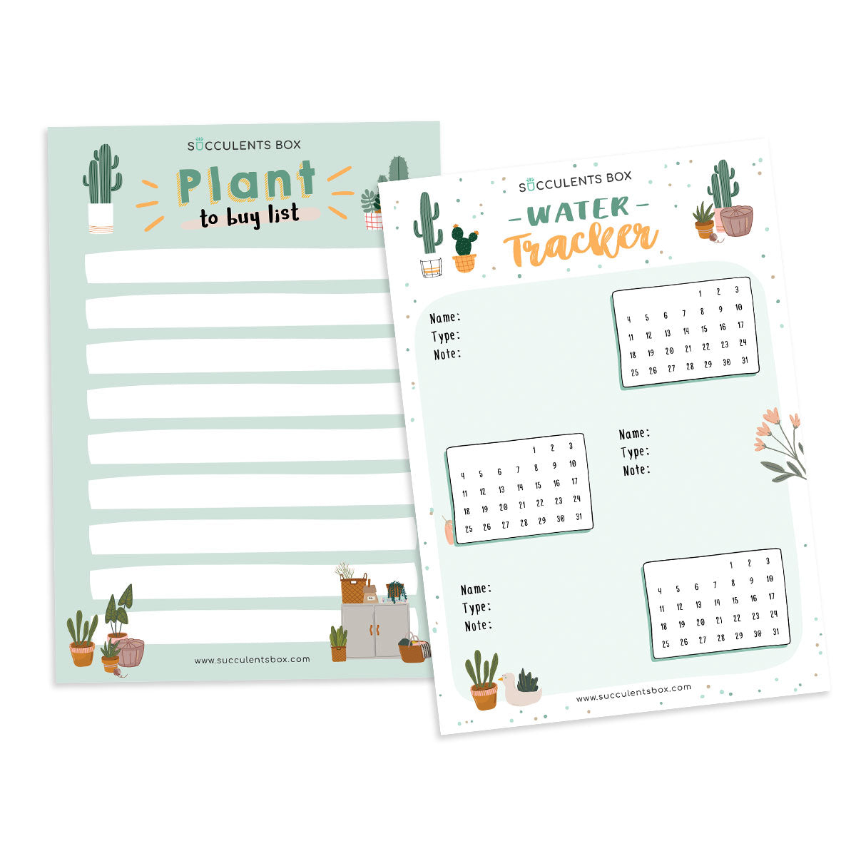 Printable Succulent Bullet Journal for free, Succulent gift for plant lovers, Printable for Journal or Planner, Succulent home office decor, Succulent printable template
