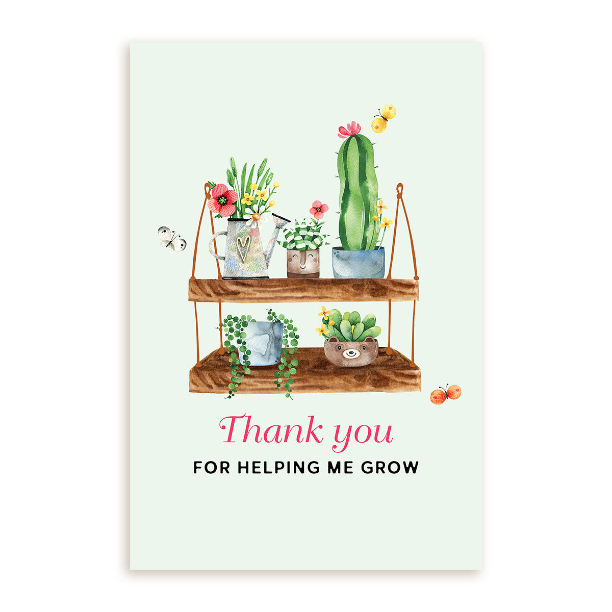 Thank You For Helping Me Grow Card, Thank Mom Plant Card, Buy Succulents Greeting Card Online