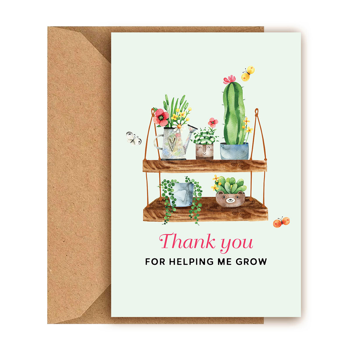thanks for helping me grow succulent Thank You For Helping Me Grow Card - Mother's Day Succulent Greeting Card
