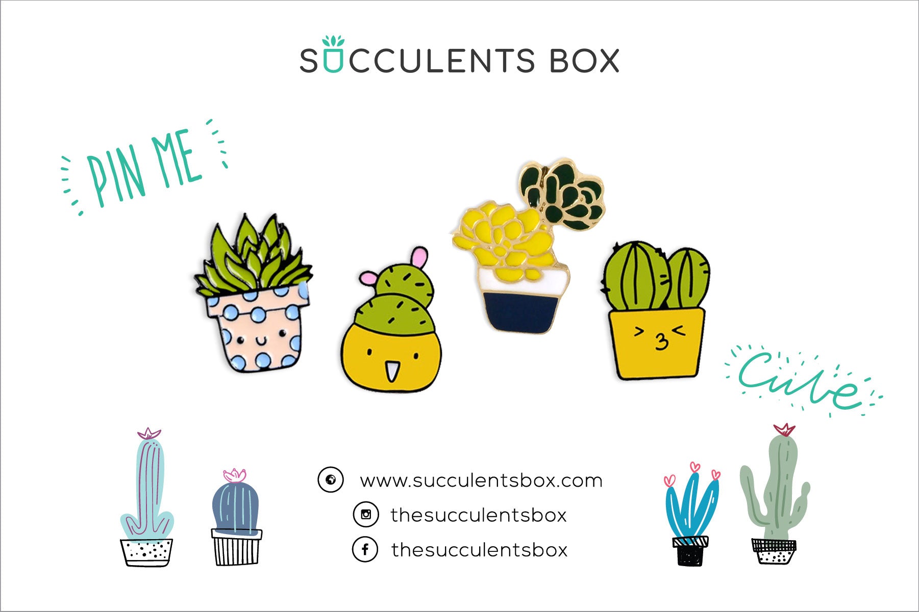 succulent pin Pack of Succulents Pins | Cactus in a Pot Pin Badge | Succulent Gifts