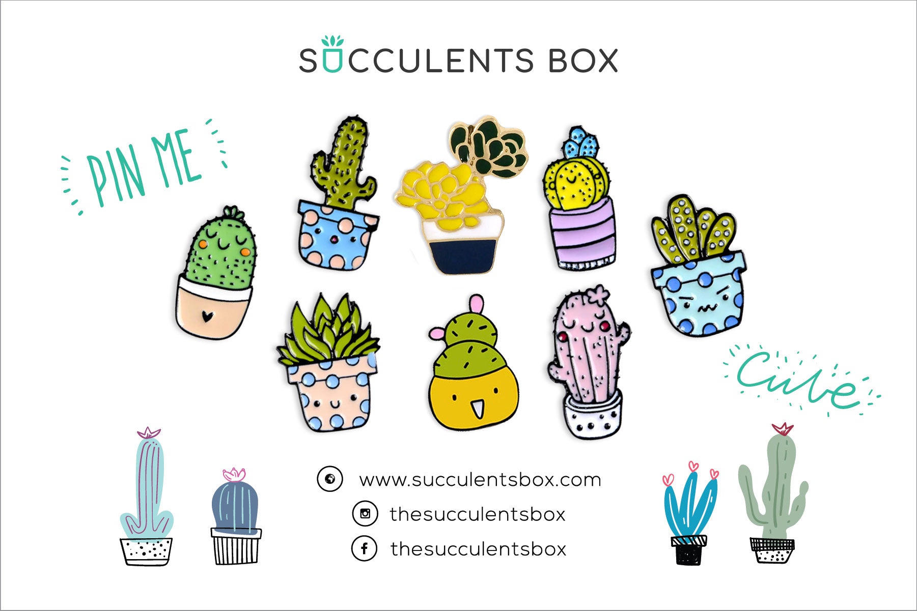 Funny Cartoon Potted Succulents Pin for sale, Cactus in a Pot Pin Badge, Succulent Gift Ideas