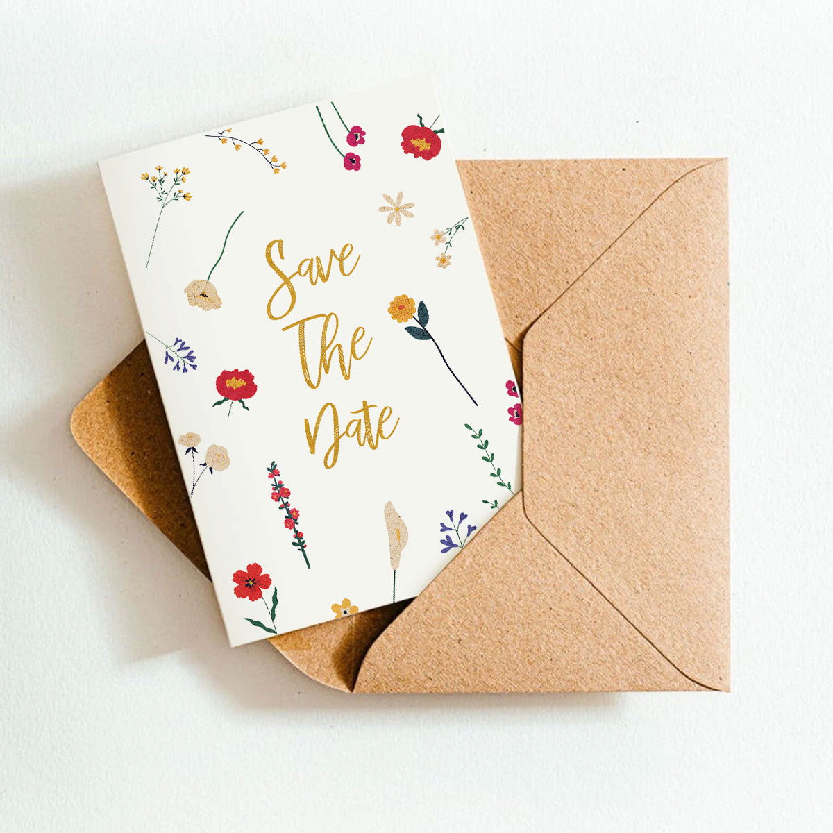 save the date succulent Floral Save the Date Card with a Lovely Kraft Envelope