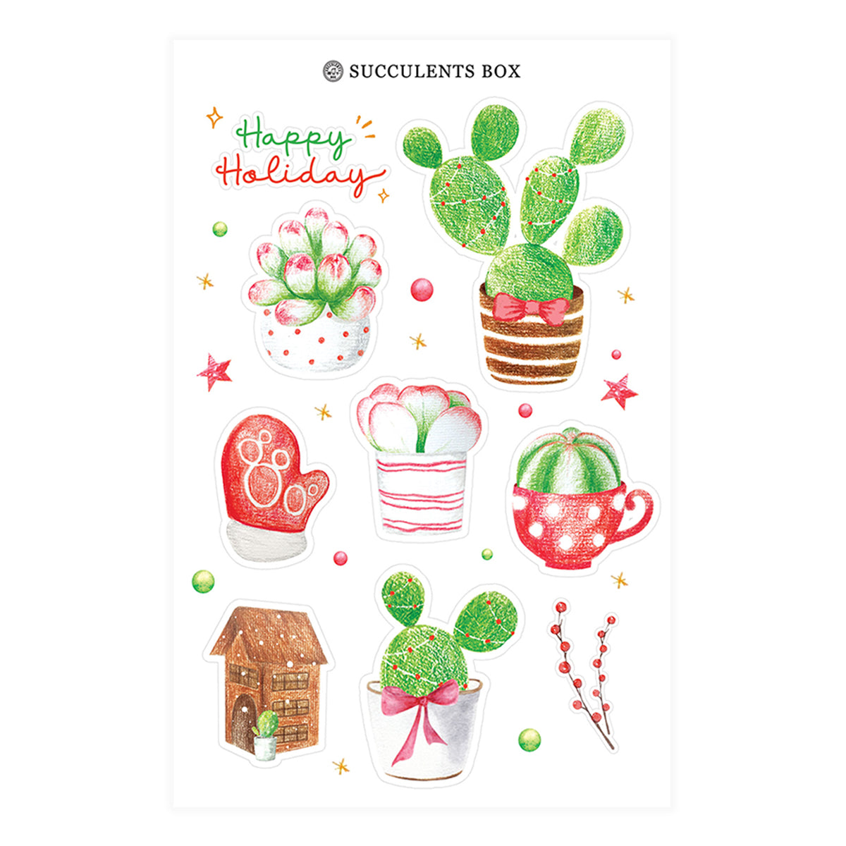 succulent stickers for sale, cactus stickers for sale, succulent craft ideas, succulent gift ideas, cute plant stickers, holiday stickers