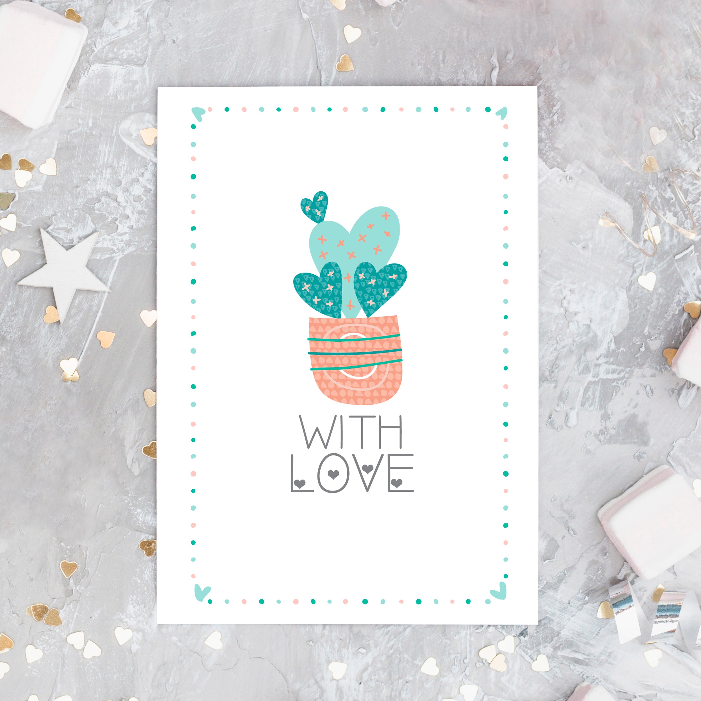 succulent valentines card Romantic, With Love Cards for Valentine's Day - Succulent Greeting Card