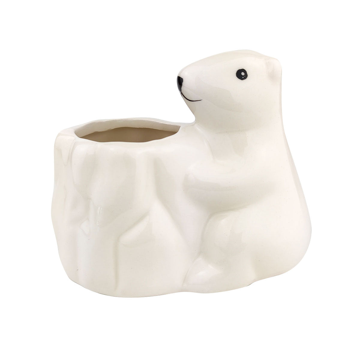 Ceramic White Bear Pot, Ceramic White Bear Pot for sale, Small Succulent and Cactus Pot, Elegant Animal Desk Decor, Home Decor Office Decor, Cute Ceramic White Bear succulent planter pot, succulent gift ideas