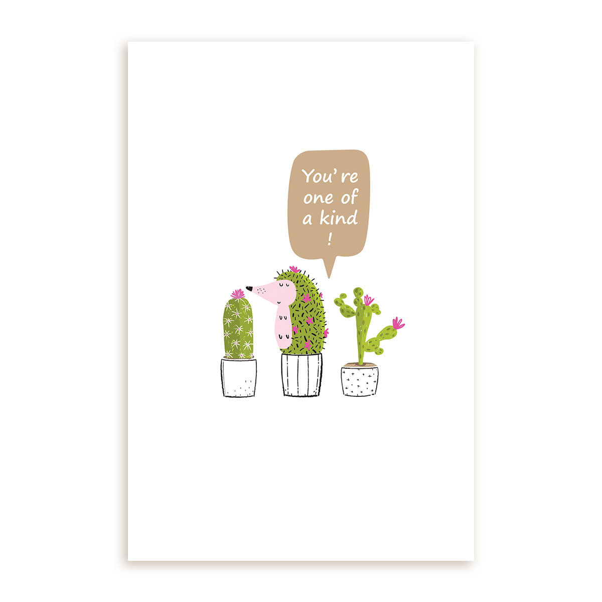 You Are One of A Kind Card, Succulent Card for sale, Cactus Greeting Card, Succulents Greeting Card, Succulents Gift Ideas