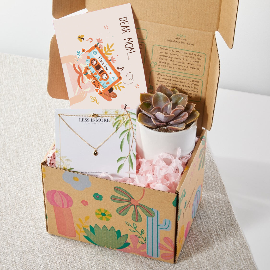mother&#39;s day gift box, gift box ideas for mother&#39;s day, succulents gift box, gift box with jewelry for mom, gift box with greeting card, cute gift box for mother&#39;s day, lovely mother&#39;s day gift box 2025