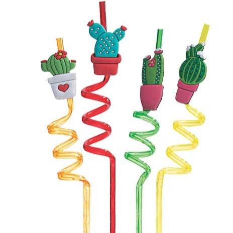 Cactus Straw | Succulent Party Straw | Bachelorette Cactus Straws | Decorated Straws Orange by Succulents Box