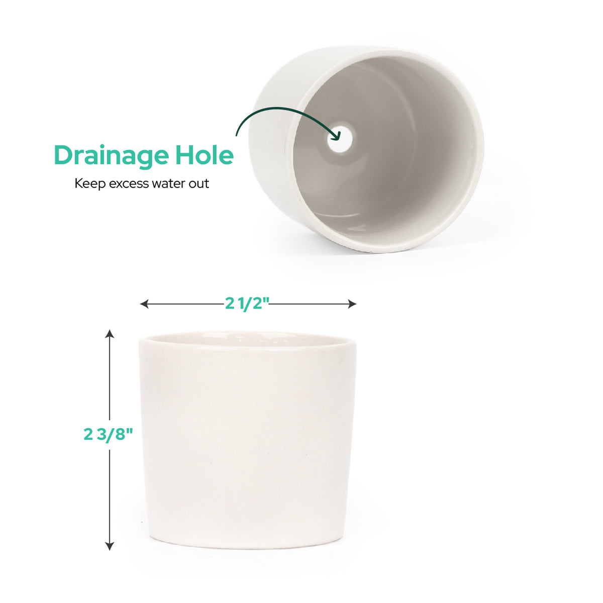 2 inch white modern cylinder pot, pot for succulents, white modern pot, pot for home and office decoration, small white pot