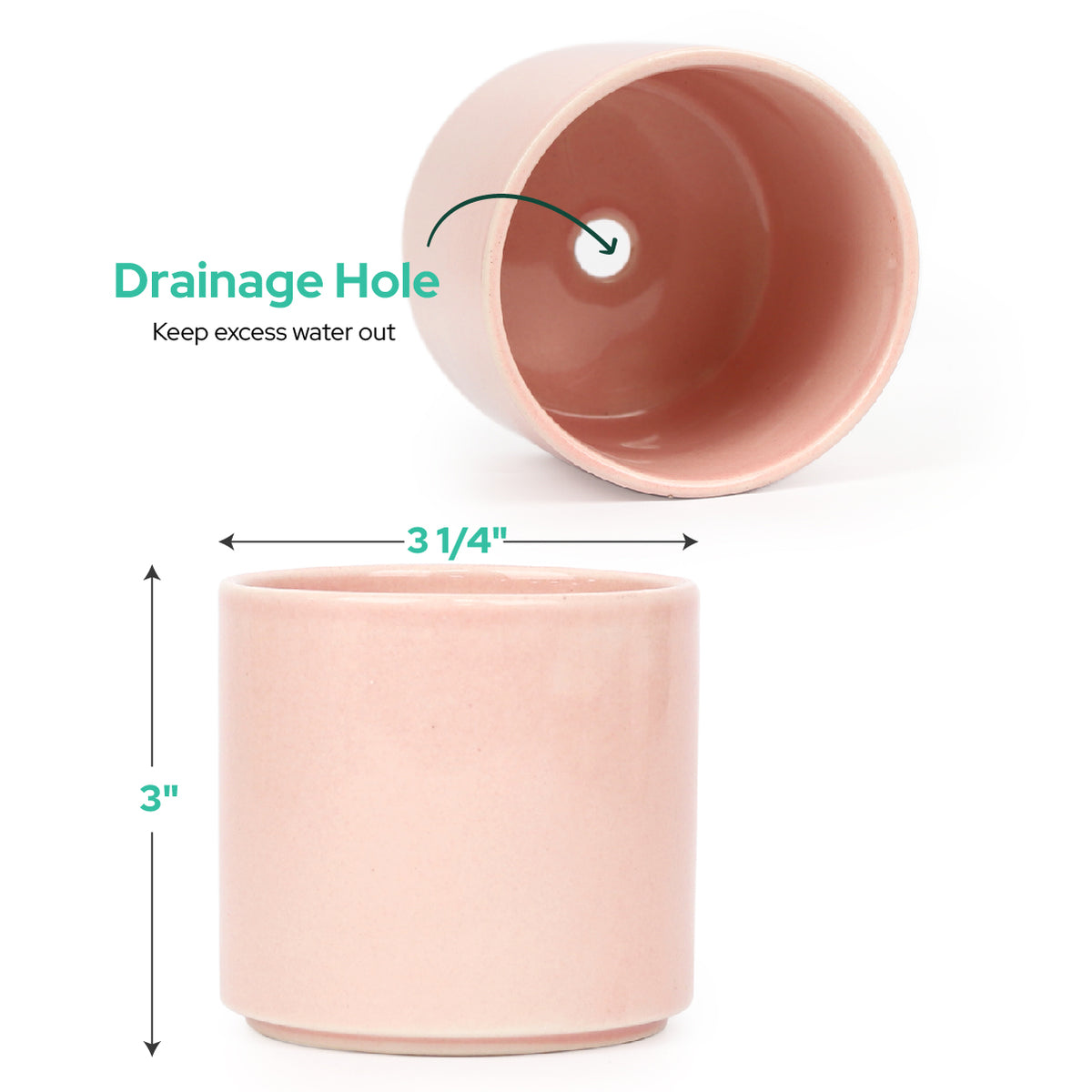 pot with drainage hole, pack of 3 modern cylinder pot, pot for home and office decoration, pot for succulent, pack 3 pots