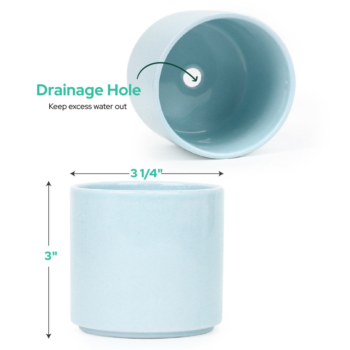 pot with drainage hole, pot for succulent, pack of 3 modern cylinder pot, pot for home and office decoration