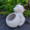 DIY White Ceramic Puppy Succulent Pot for sale, Little Dog Succulent Planter, Dog Shaped Plant Decor, Unique Succulent Gift Ideas, Cute Animal Succulent Pot