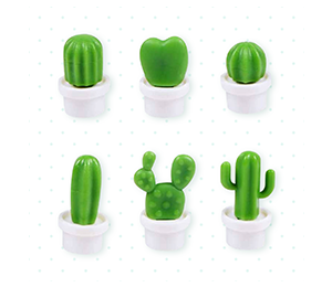 White Cactus Fridge Magnet