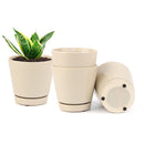 4 inch oatmeal pot for sale, ceramic pot with saucer, pot with saucer and drainage hole for plant