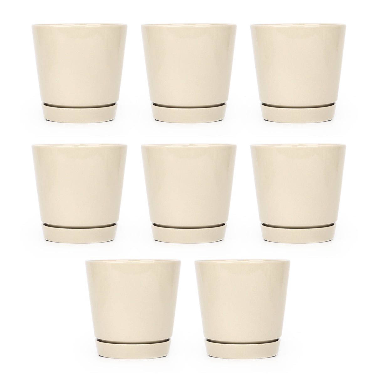 4 inch oatmeal pot for sale, ceramic pot with saucer, pot with saucer and drainage hole for plant